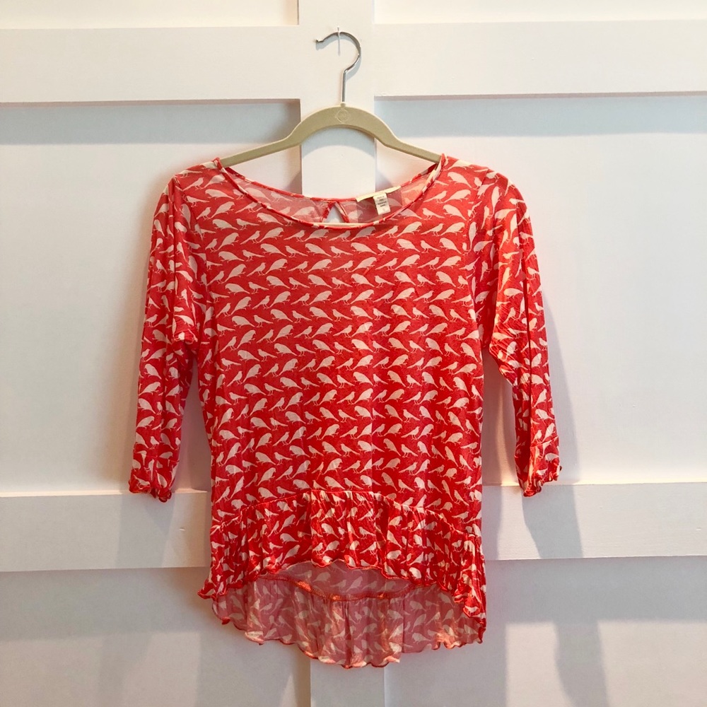 Anthropologie - Ruffle Hi-Lo Tee - SMALL